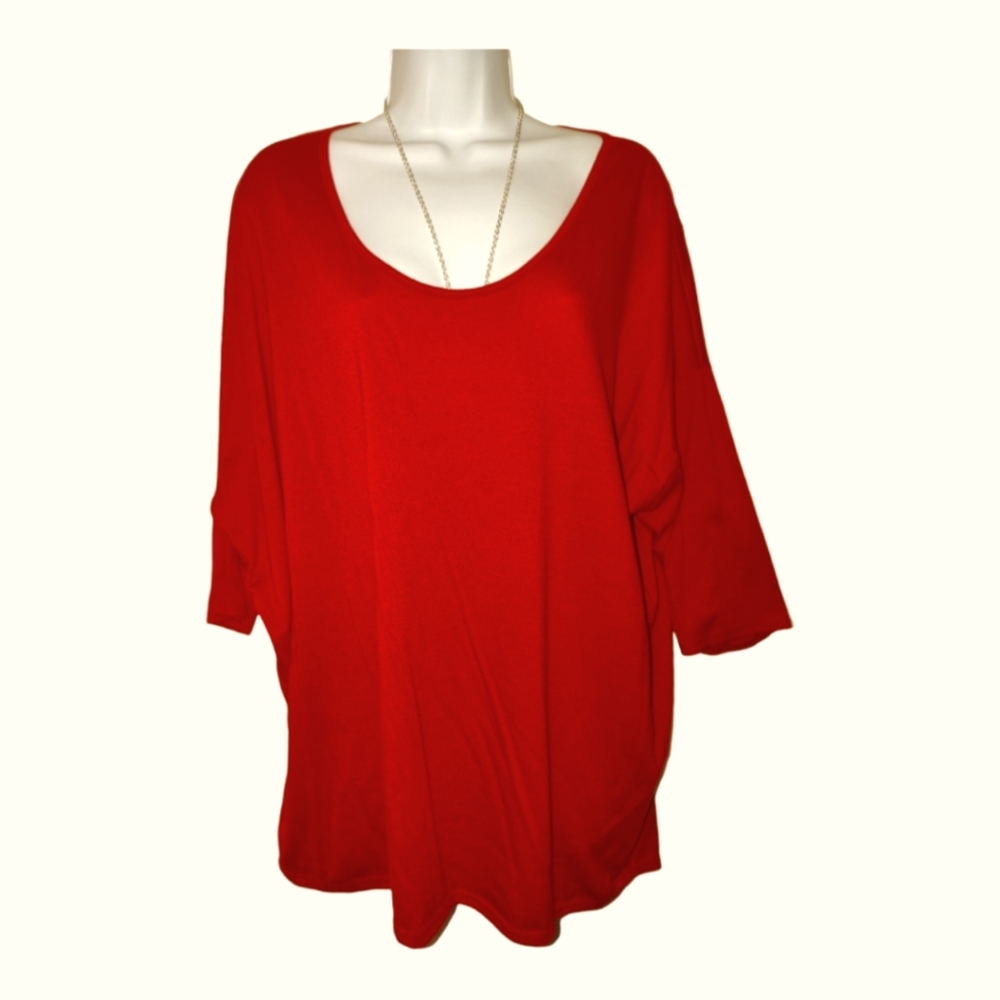 3/4 sleeve red tunic